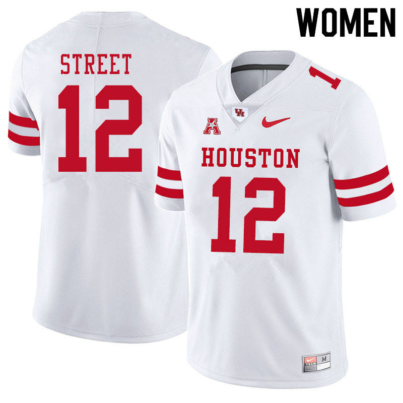 Women #12 Ke'Andre Street Houston Cougars College Football Jerseys Sale-White - Click Image to Close